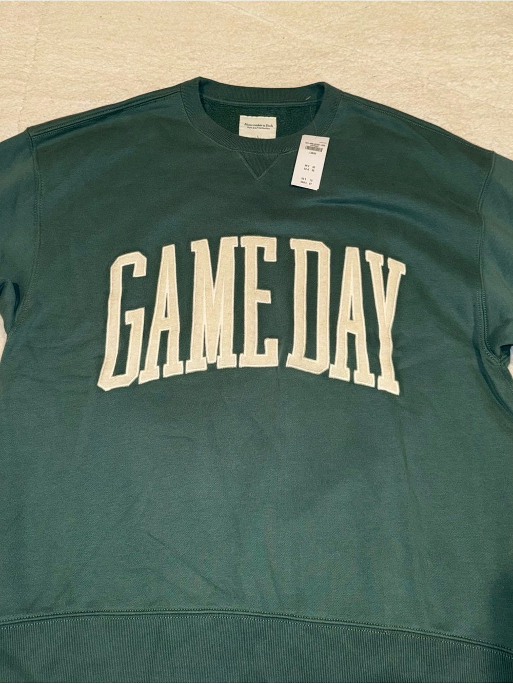 Abercrombie & Fitch Forest Green GAME DAY Crewneck